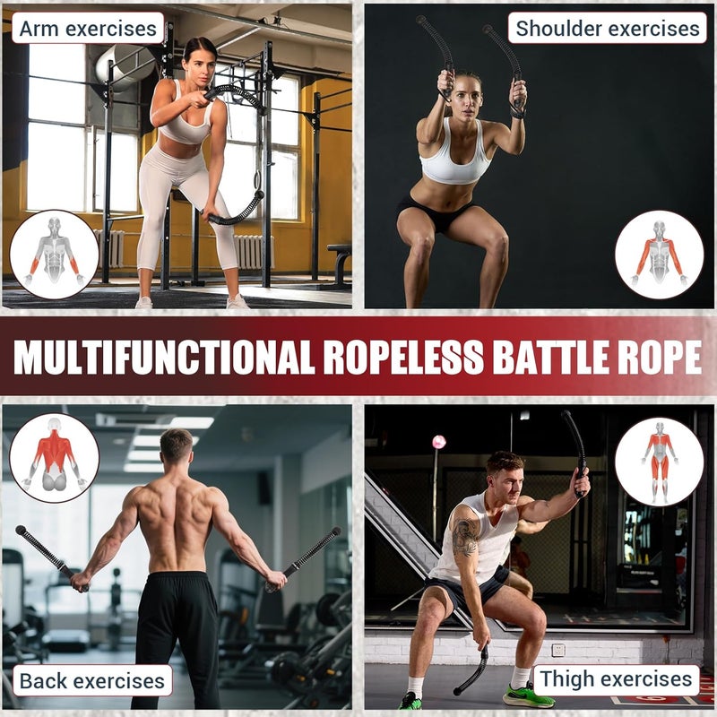 COCTN Weighted Ropeless Battle Ropes, Heavy Duty Portable Cordless Battle Ropes for Home Gym with Poster, Workout Exercise Rope for Strength Building, HIIT and Low-Impact Aerobic Training for Men & Women - Image 4
